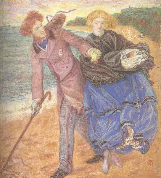 Dante Gabriel Rossetti Writing on the Sand (mk46) Norge oil painting art
